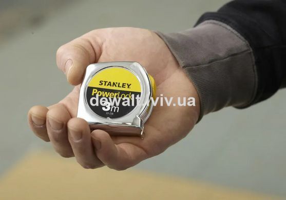Рулетка вимірювальна Powerlock&reg; довжиною 3 м, шириною 12,7 мм в хромованому пластмасовому корпусі STANLEY 0-33-238