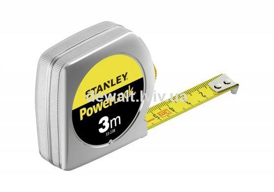 Рулетка вимірювальна Powerlock&reg; довжиною 3 м, шириною 12,7 мм в хромованому пластмасовому корпусі STANLEY 0-33-238