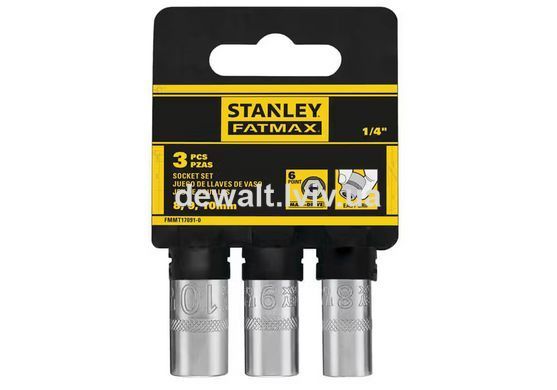 Набор торцевых головок 1/4 Maxi Drive, с шестигранным профилем, 3 шт: 8, 9, 10 мм STANLEY FMMT17091-0