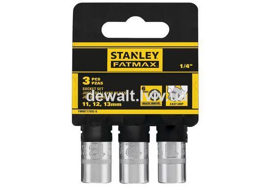 Набор торцевых головок 1/4 Maxi Drive с шестигранным профилем, 3 шт: 11, 12, 13 мм. STANLEY FMMT17092-0