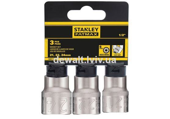 Набор торцевых головок 1/2 Maxi Drive с шестигранным профилем, 3 шт: 21, 22 24 мм. STANLEY FMMT17095-0