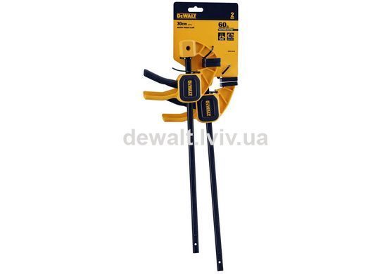 Струбцини М тригерні з максимальним зусиллям стиснення 63 кг, 2 шт DeWALT DWHT0-83158