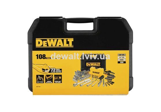 Набор головок, бит, ключей шестигранных 1/4 и 3/8, 108 предметов. DeWALT DWMT73801-1