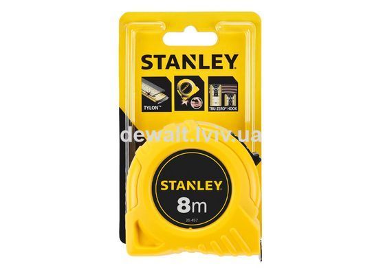 Рулетка измерительная GLOBAL TAPE длиной 8 м, шириной 25 мм, в пластмассовом корпусе STANLEY 0-30-457