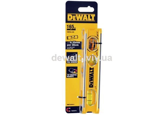 Рівень BILLET TORPEDO з алюмінію довжиною 165 мм з 3 капсулами і магнітами DeWALT DWHT42525-0
