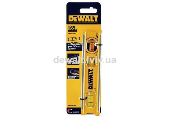Рівень BILLET TORPEDO з алюмінію довжиною 165 мм з 3 капсулами і магнітами DeWALT DWHT42525-0