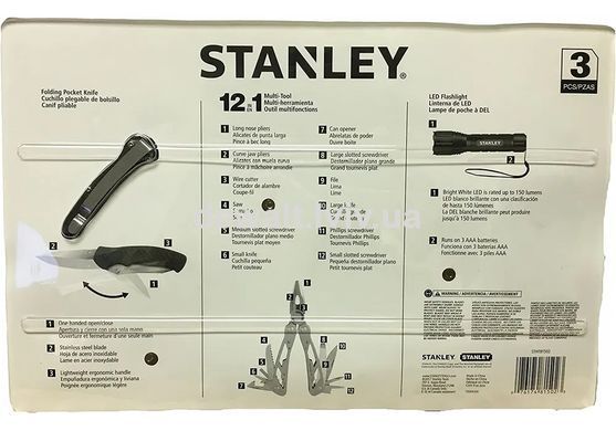 Универсальный инструмент MULTI-TOOL 12 в одном + складной карманный нож + фонарик STANLEY STHT81502-0