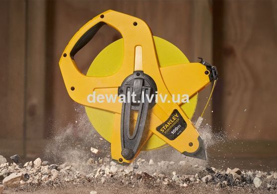 Рулетка вимірювальна PowerWinder Fiberglass довжиною 100 м, шириною 12.7 мм, стрічка зі скловолокном STANLEY 2-34-777