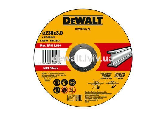 Круг відрізний HIGH PERFORMANCE DeWALT DWA4525IA